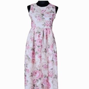 Quality Pink Floral Brocade Sleeveless NADA Midi Summer Dress (EU 52/US L) NWOT